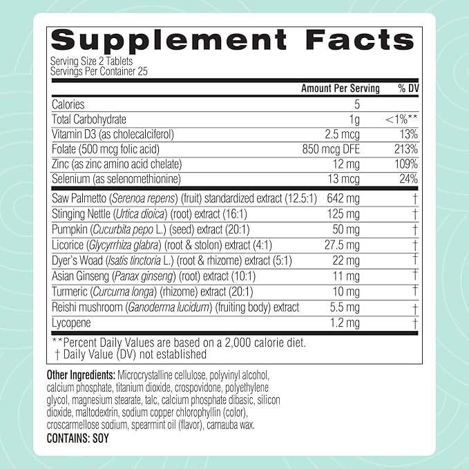 Swisse Saw Palmetto for Men Prostate Supplement | Supports Prostate Health & Male Reproductive Health | Zinc, Selenium, Saw Palmetto & Stinging Nettle Root | 50 Tablets