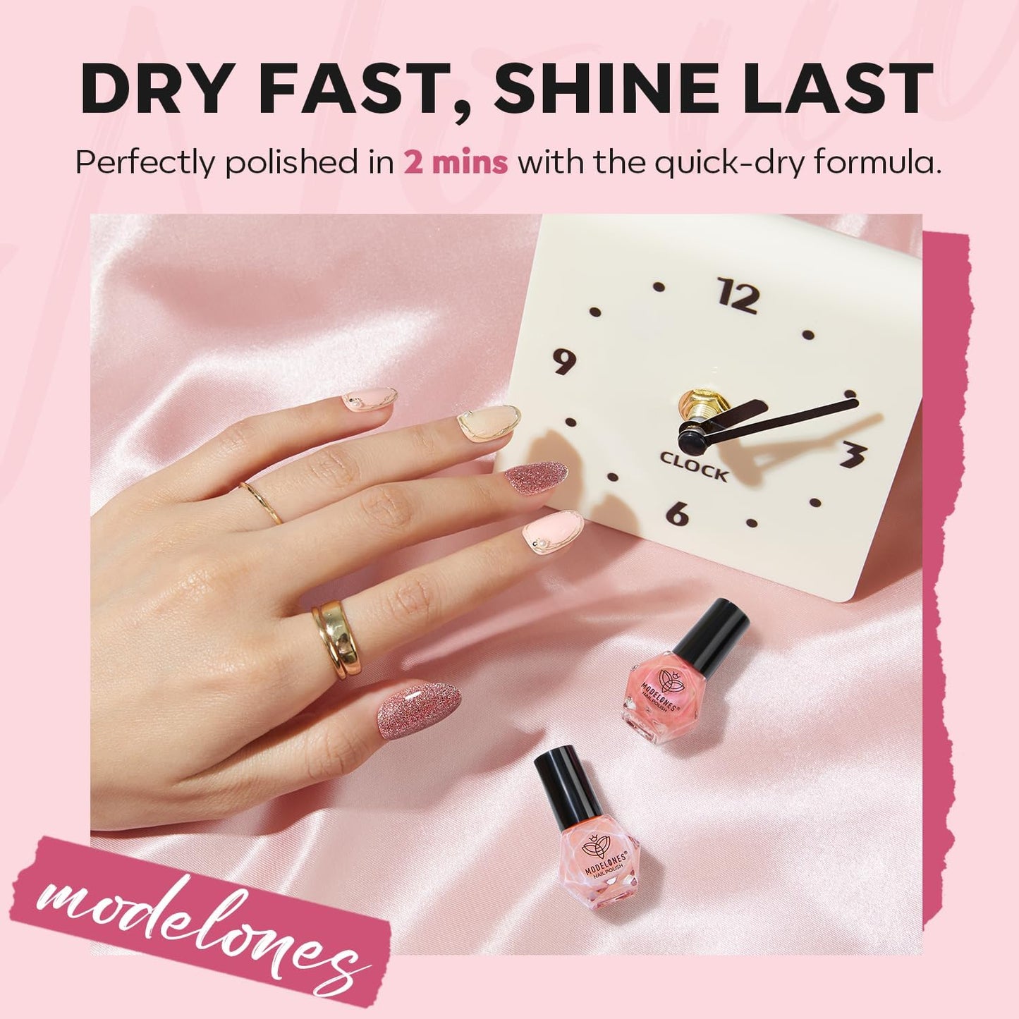 modelones Nail Polish Set 6 Colors, Milky White Pink Mini Nail Lacquer Kit Shimmer Nude Light Creamy Pink Glitter Violet Red Quick Dry Nail Art, DIY Home Travel Salon Manicure Gift for Women Girls