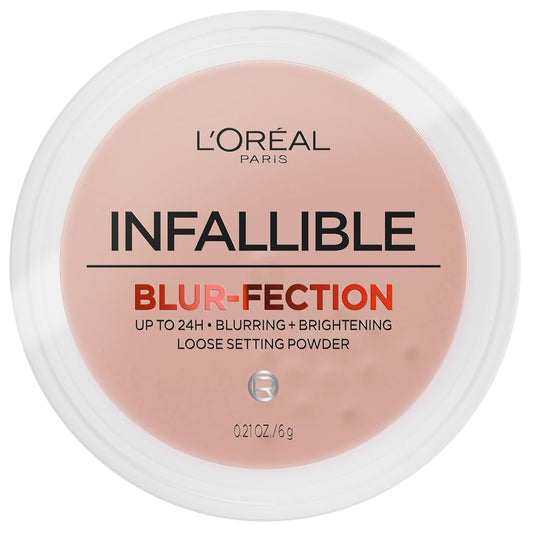 L'Oreal Paris Infallible Blur-fection Longwear Loose Setting Powder, Blurring Face Powder With Up to 24HRs of Wear, Translucent Medium Deep, 1 Kit
