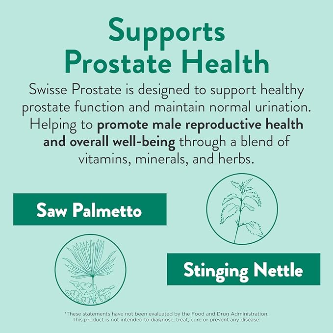 Swisse Saw Palmetto for Men Prostate Supplement | Supports Prostate Health & Male Reproductive Health | Zinc, Selenium, Saw Palmetto & Stinging Nettle Root | 50 Tablets