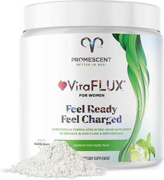 Promescent VitaFLUX Nitric Oxide Booster for Women, Supports Circulation, Energy & Mood, Contains Essential Amino Acids L Arginine 2000mg, L Citrulline 1000mg, L Carnitine 1000mg (30 Servings)