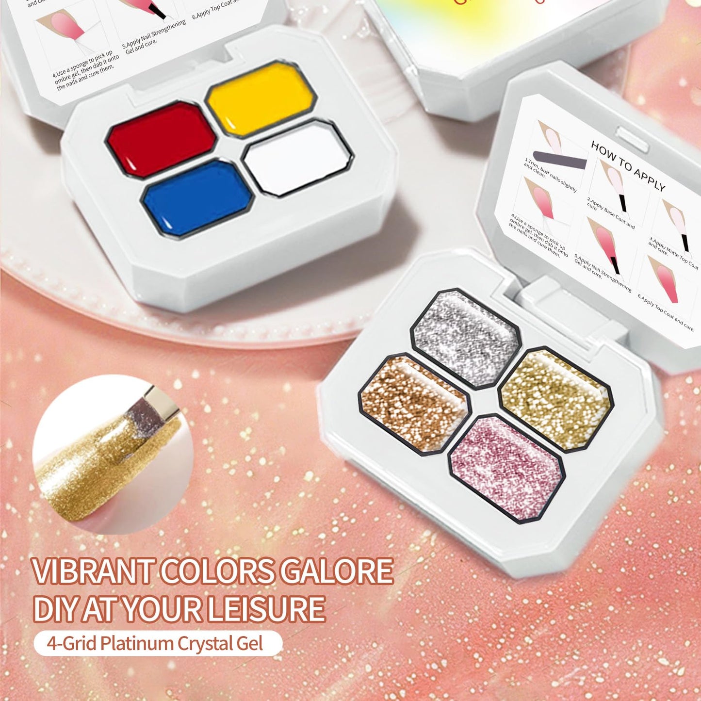 Finger Secret 4 Colors Set Ombre Pat Gel Nail Polish,Gradient Painting GelS with 20pcs Nail Sponges for Gel Paint for Nails Art can be Painted in Salon or Home Use(k11)