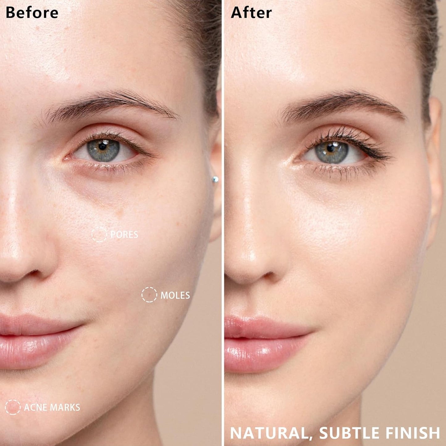 AirBrush Silky Mist Foundation Spray Makeup With Primer and Brush, Full Coverage Foundation for Smooth Radiant Finish, Breathable Lightweight Hydrating (#2 Beige)