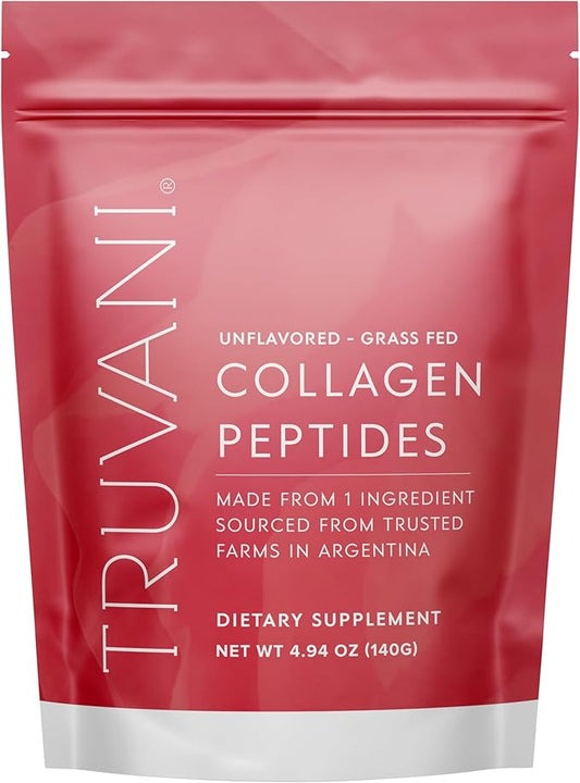 Truvani Hydrolyzed Collagen Peptides | Unflavored | 7 Servings | 20g Grass-Fed Collagen Protein Powder | Promotes Hair, Nail, Skin, and Joint Health | Keto | Dairy and Gluten Free | Women and Men