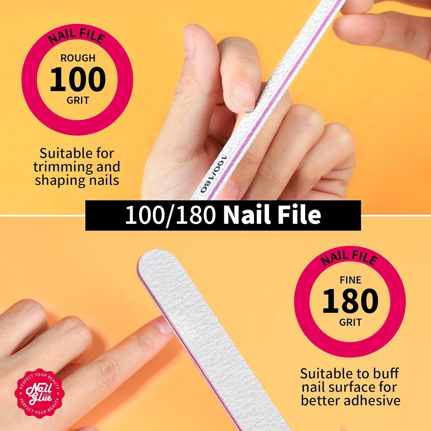 Teenitor Pink Nail Glue, 10 Pack Brush On, Strong for Press Ons & Acrylic Nails, Water Resistant, Fast Drying, No Lamp Needed