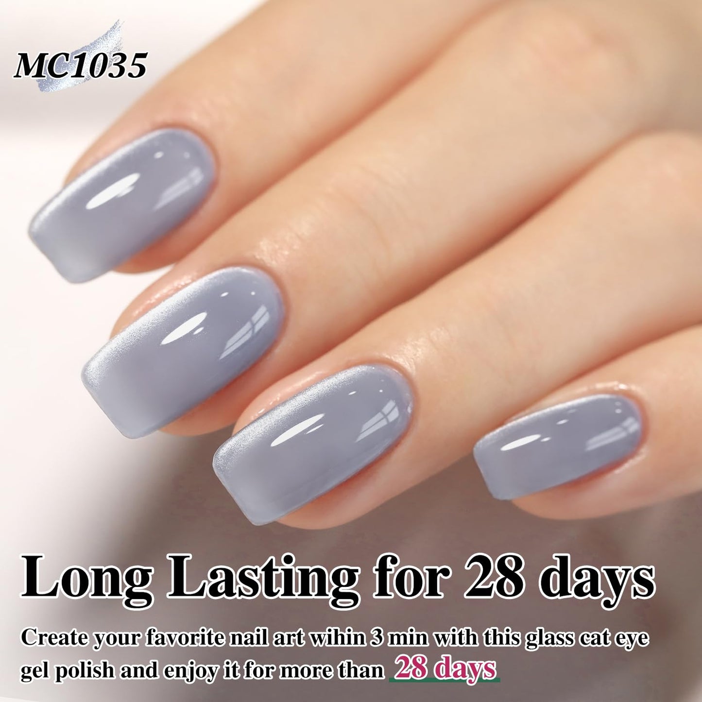 Double Rhythm 0.5 OZ Cat Eye Gel Polish with Magnet 15ML Holographic Glitter Shimmer Translucent Jelly Color Magnetic Polish Salon DIY at Home (MC1035)