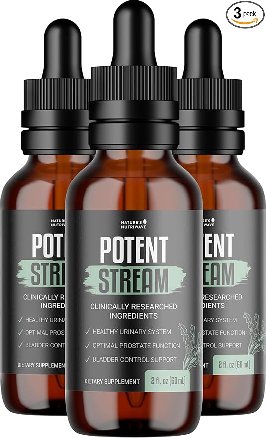 Nature's NutriWave Potent Stream Drops - Original Formula, Natural Prostate Supplements for men, bladder control supplements with Saw Palmetto - Reduce Bathroom Trips, Urinary Support - 3 Month Supply