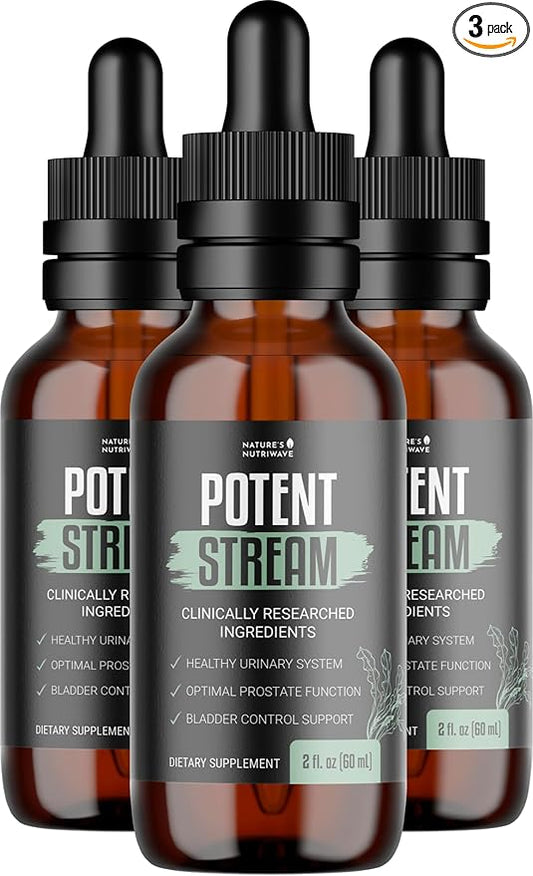 Nature's NutriWave Potent Stream Drops - Original Formula, Natural Prostate Supplements for men, bladder control supplements with Saw Palmetto - Reduce Bathroom Trips, Urinary Support - 3 Month Supply