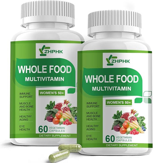 Women Multivitamin 50 Plus, Whole Food Supplement Womens Vitamins Multivitamins Over 50, Organic Extracts for Energy Support, Hair, Skin, Nails Health 120 Capsules