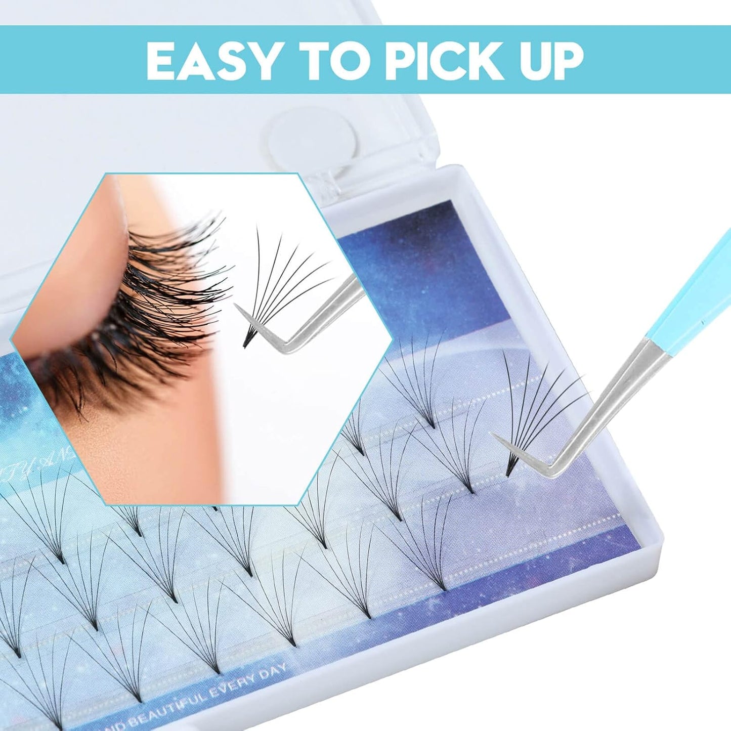 Ms.Queen Eyelash Tweezers for Extensions, 2Pcs Fiber Tip Grip 45 and 90 Degree Mega Volume Tweezers Set for Lash Extensions-Blue