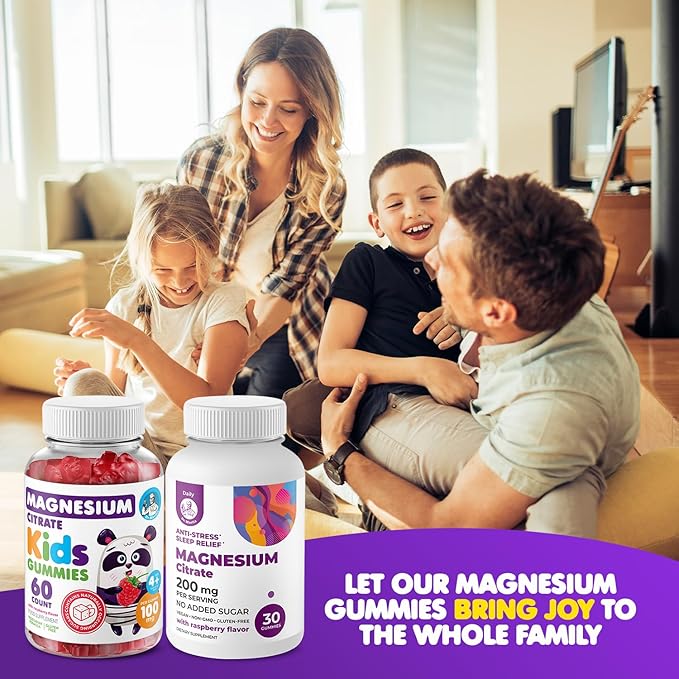 DR. MORITZ Magnesium Bundle - Calm Magnesium Gummies for Adults (200mg, 30 Count) and Kids Magnesium Gummies (120 Count, 2 Pack) - Sugar-Free Magnesium Citrate Gummies for Relaxation Support