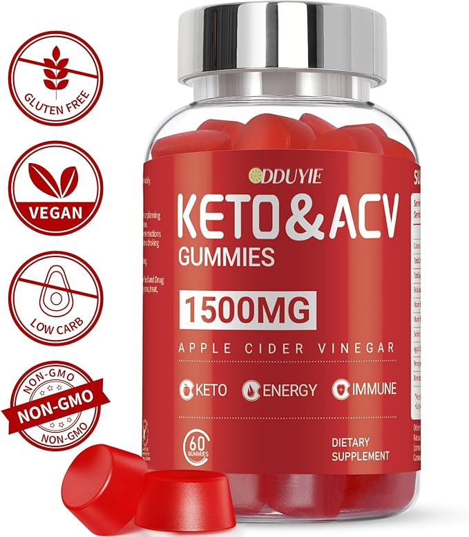 (2 Pack) Apple Cider Vinegar Gummies | Keto ACV Gummies for Energy with Vitamin B6 & B12 | ACV Supplement | Apple Flavor | 60 Vegan Gummies for Women and Men