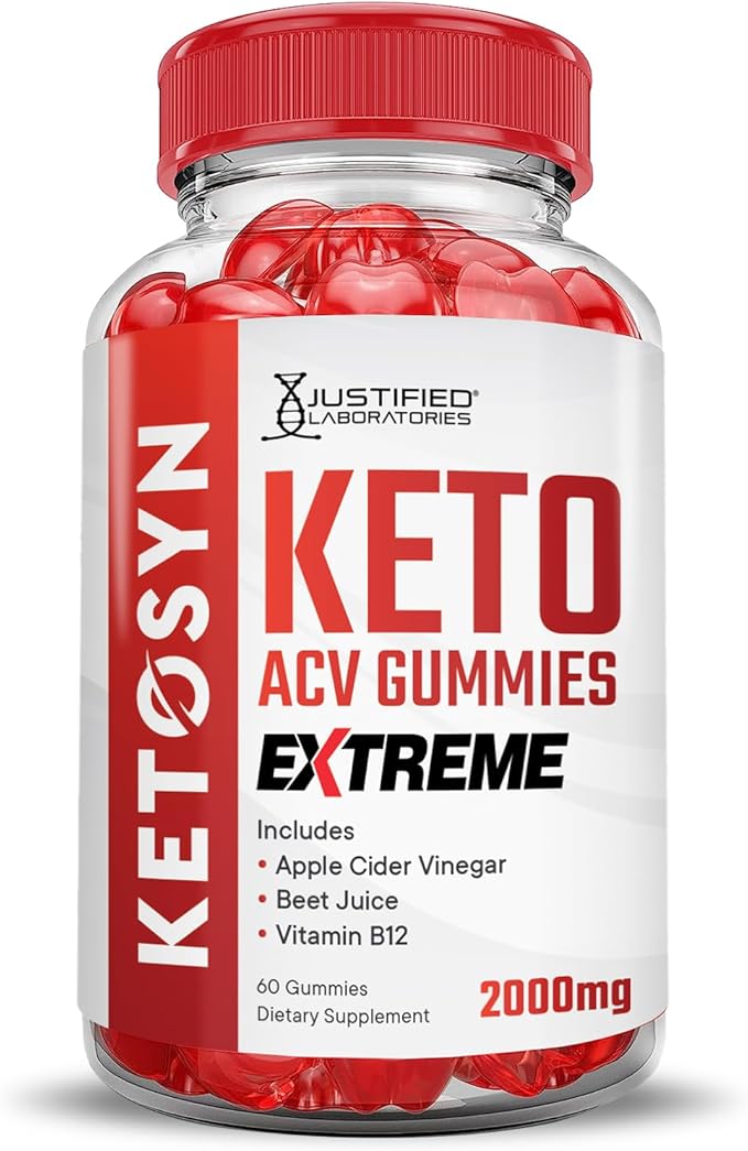 (2 Pack) Ketosyn Keto ACV Gummies Extreme 2000MG Ketosyn Keto Gummies Apple Cider Vinegar Formulated with Pomegranate Beet Juice Powder B12 Vegan Non GMO 120 Gummys