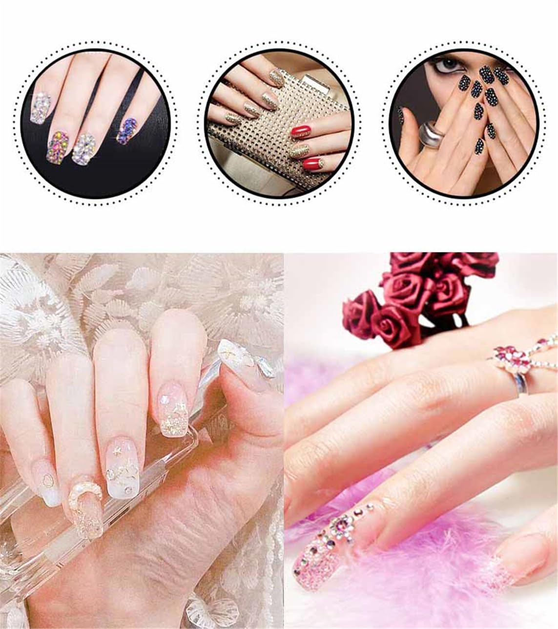 1440 Pcs SS20 5mm Flatback Rhinestones for Nails Art Crafts Glitter Round Shine Gems AB Crystals DIY Clothes Shoes （Dark Green AB）