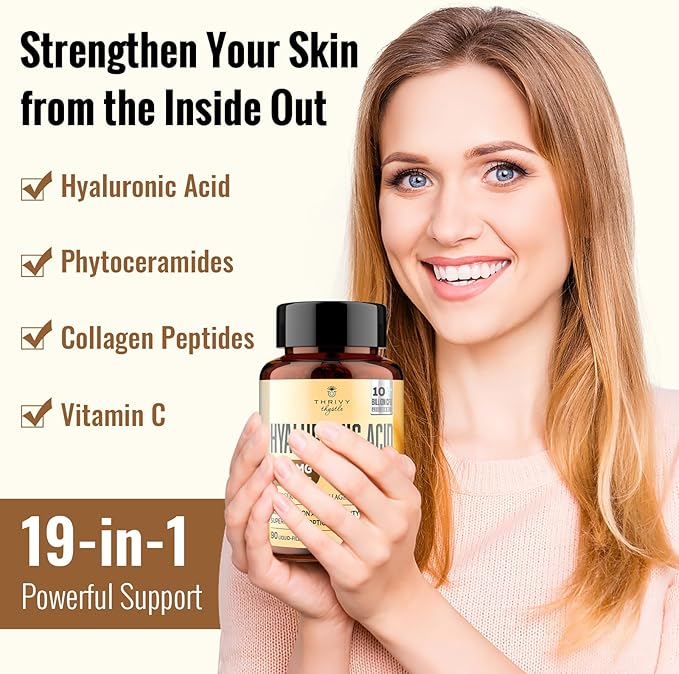 Hyaluronic Acid Capsules - Hylunaric Acid 1200 mg, with Collagen Peptides, Vitamin C, Phytoceramides - Hyaluronic Acid Supplement for Skin, Eyes, Bones, Gastrointestinal (2 Pack)