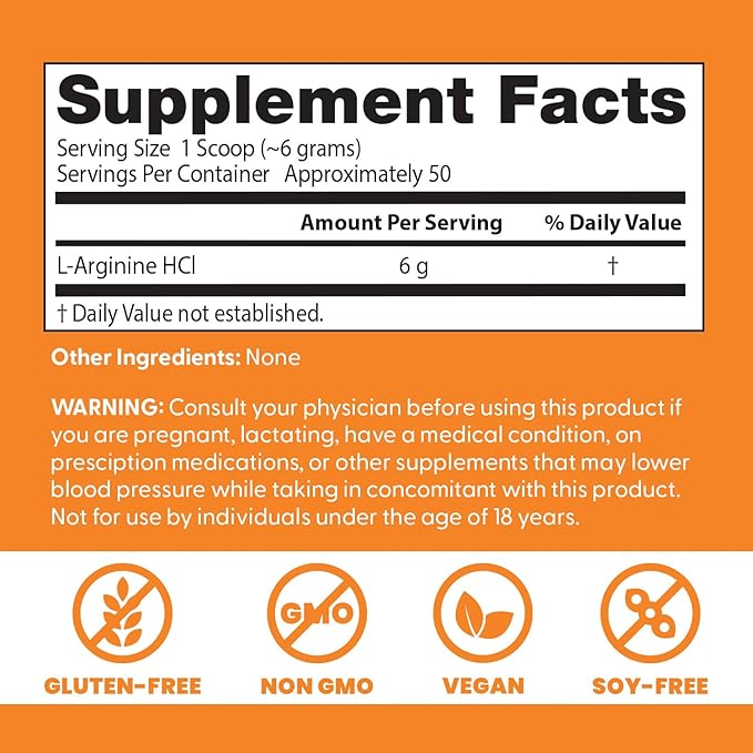 Doctor's Best L-arginine HCL Powder, Non-GMO, Vegan, Gluten Free, Soy Free, Helps Promote Muscle Growth, 300g