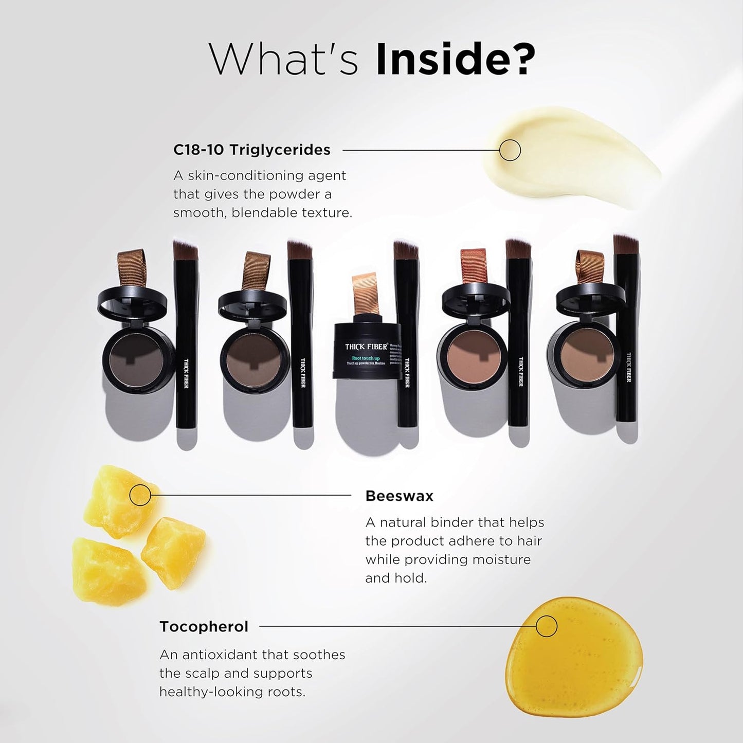 THICK FIBER Root Touch Up Powder, Cover Up Hairline for Thin- Water & Sweat Resistant Hair Loss Concealer Set with for Thinning Hair Women, Includes Brush (Grey)