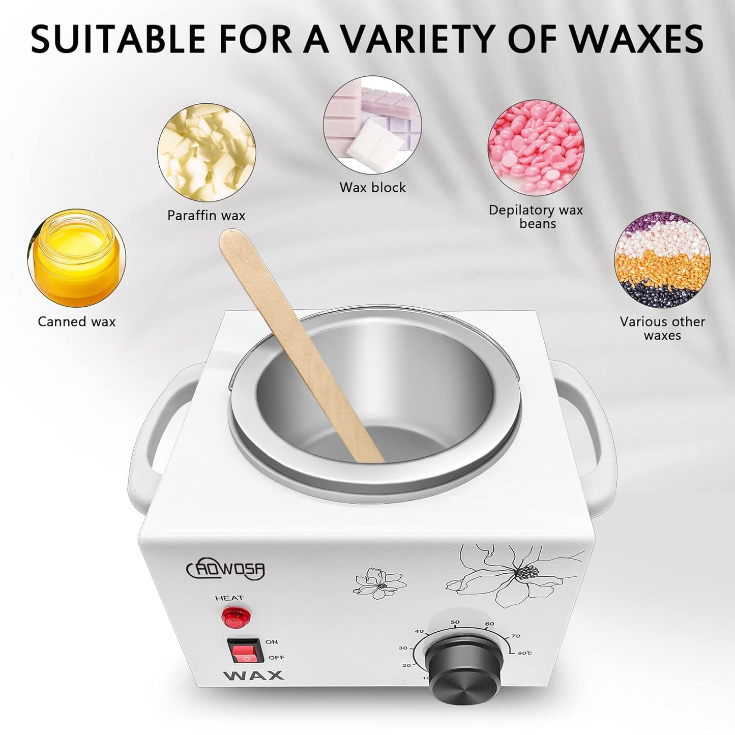 Single Wax Warmer Professional Electric Wax Heater Machine for Hair Removal, Large Waxing Pot Paraffin Facial Skin Body SPA Salon Equipment with Adjustable Temperature Set