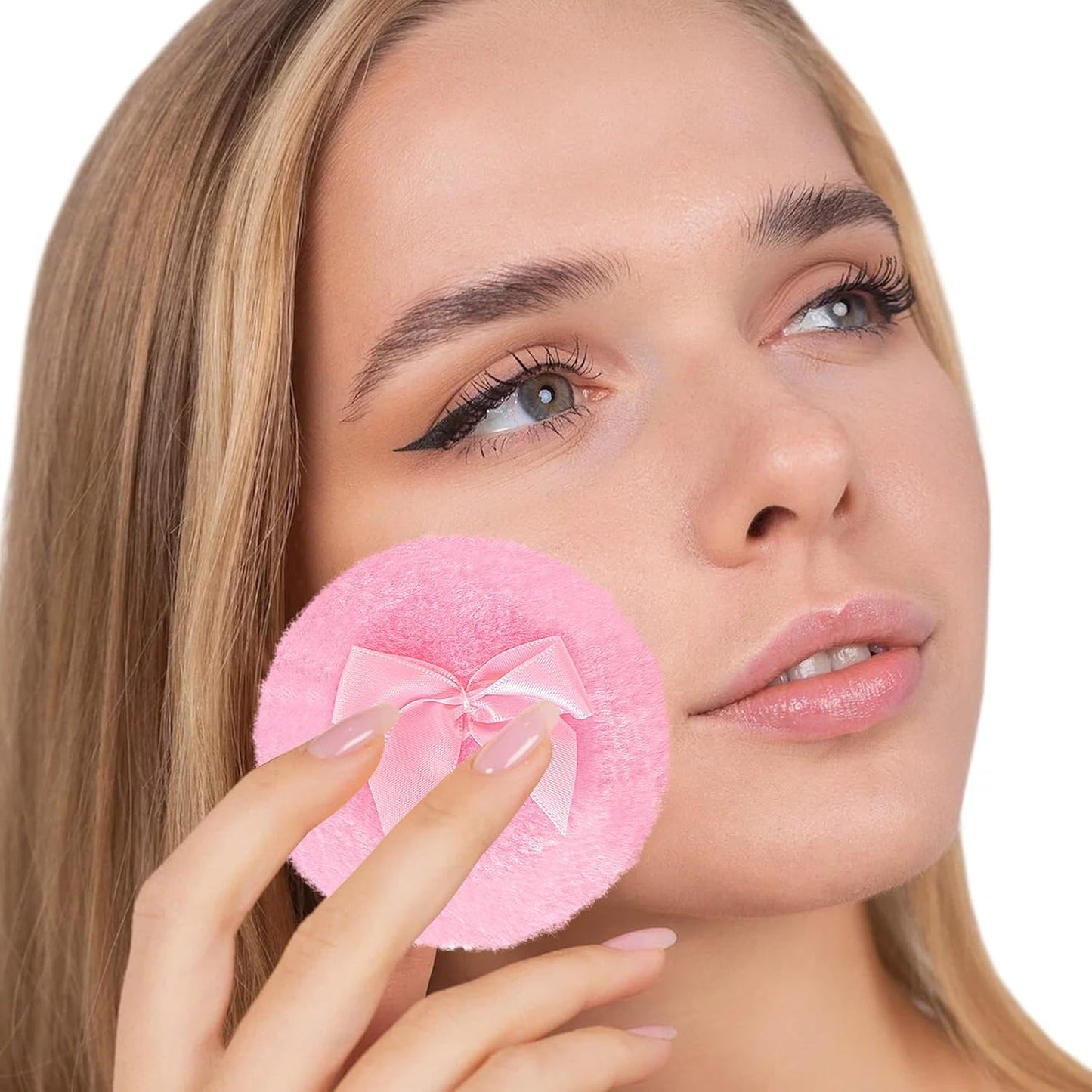 Large Body Powder Puffs and Containers, Crystal Clear Powder Container with Soft Power Puffs, Reusable Dusting Powder Case with Washable Velvet Face Body Glitter Puffs Wet and Dry Makeup