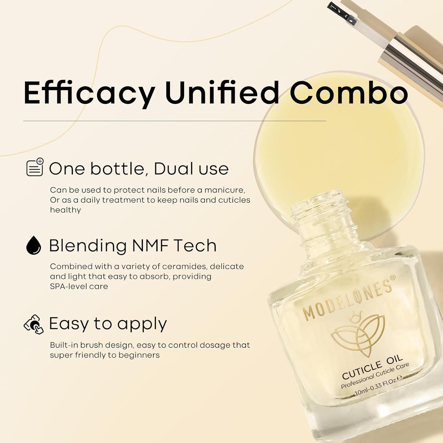 modelones 3 Pcs Gel Top Coat & Base with Cuticle Oil Set,10 ml Cuticle Protectors Set Gel Nail Polish No Wipe Base Gloss Top Coat & Nail Oil