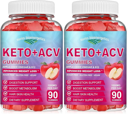 (2 Pack) 180 CT Keto Apple Cider Vinegar Gummies - Organic Keto ACV Gummy Diet Supplement - Organic ACV Gummies Keto +ACV Natural Folic Acid Vitamin B12 and B6 Beet Root for Women Men (1000MG)