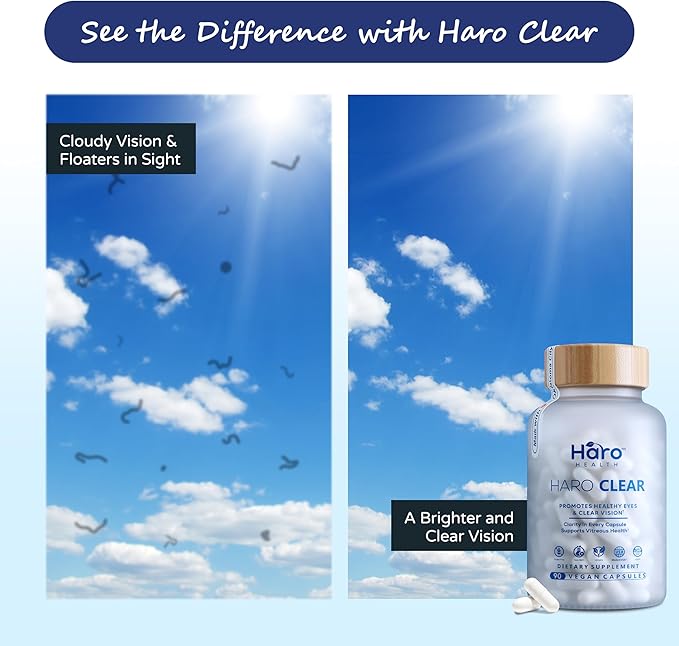 HARO Clear - Eye Health Supplements for Adults, Eye Vitamins with Lutein Zeaxanthin Bromelain L Lysine Supplements – A Powerful Booster for Eye Drops - Eye Health Vitamin, AREDS 2 Formula - 90 Caps