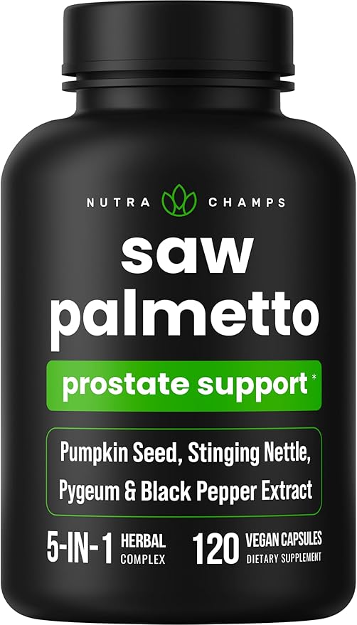 Saw Palmetto Supplement for Prostate Health [Extra Strength] 600mg Complex with Extract, Berry Powder & Herbs - Supports Healthy Urination Frequency, DHT Blocker & Hair Loss Prevention - 120 Capsules