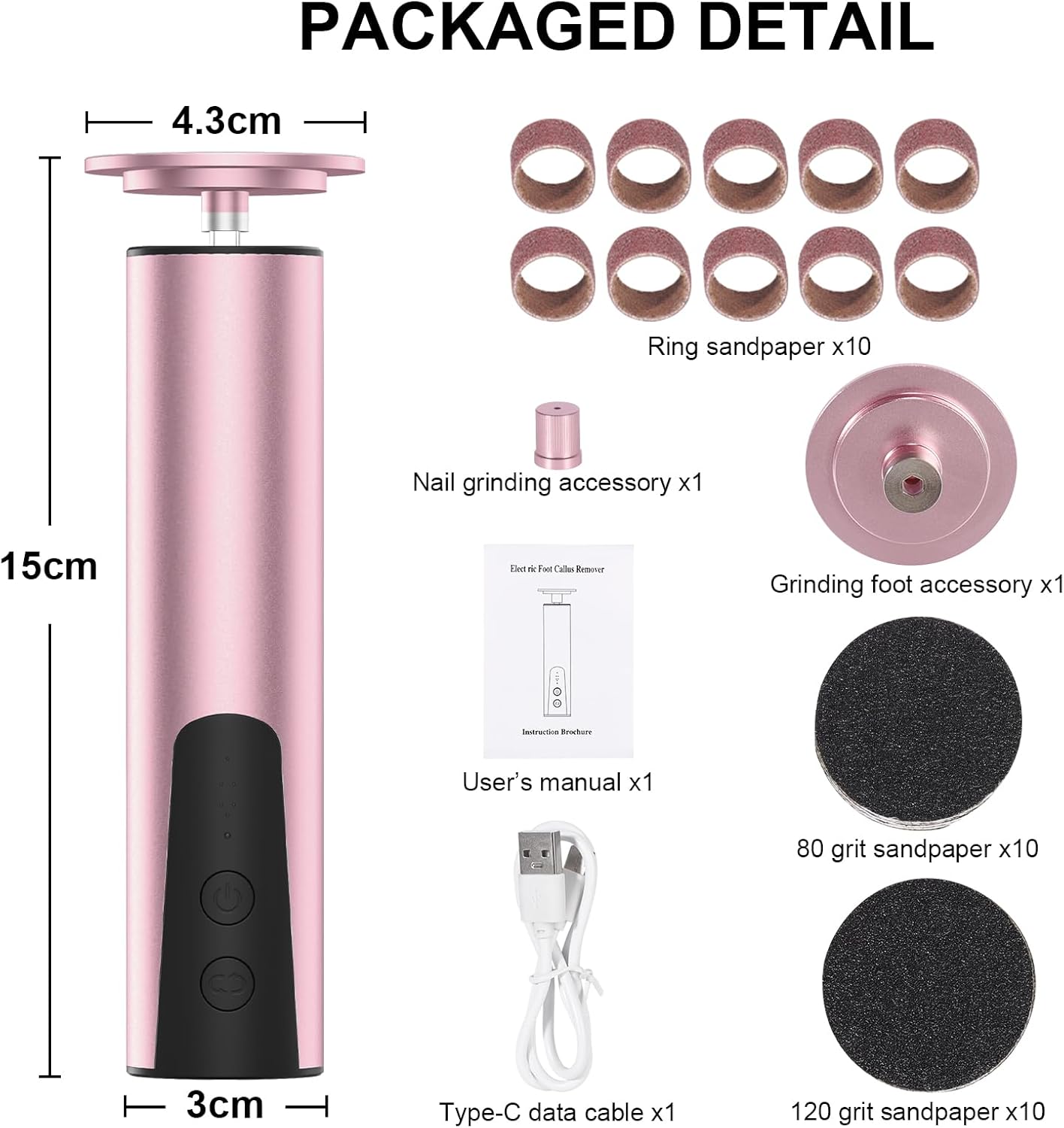 ele ELEOPTION Electric Callus Remover for Feet Electric Foot File Nail Grinder 6 Speed Adjustable Rechargeable Professional Foot Sander Pedicure Tool for Feet Dry Dead Skin Pink