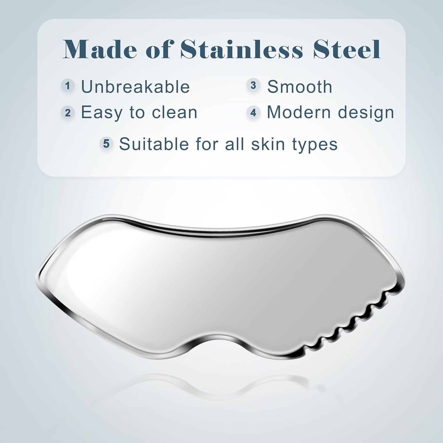 MoHern 2 Pcs Stainless Steel Gua Sha Tool, Gua Sha Facial Tools, Durable GuaSha Tool for Jawline Sculpting, Face Massager, Puffiness Reducing, Skin-Care Gift