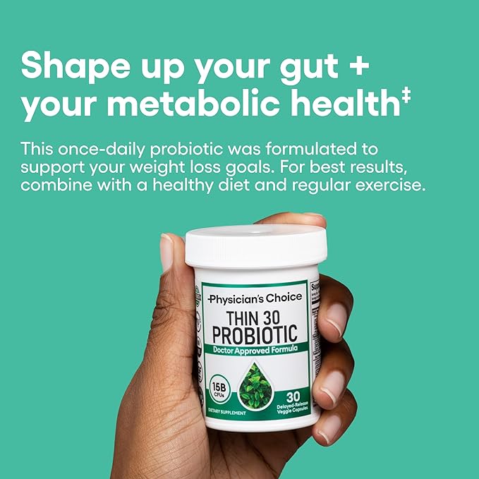 Physician's CHOICE Probiotics for Weight Management & Bloating - 6 Probiotic Strains - Prebiotics - Key ingredient Cayenne & Green Tea - Supports Gut Health - Weight Management for Women & Men - 84 CT
