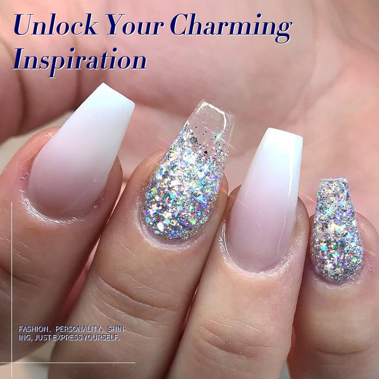 Born Pretty Glitter Gel Nail Polish Set Sparkly Shiny Gold Silver Pink Glitter Gel Polish Kit Soak Off UV Nail Gel Gift Box Nail Art Manicure Varnish Kit 7ML 6PCS