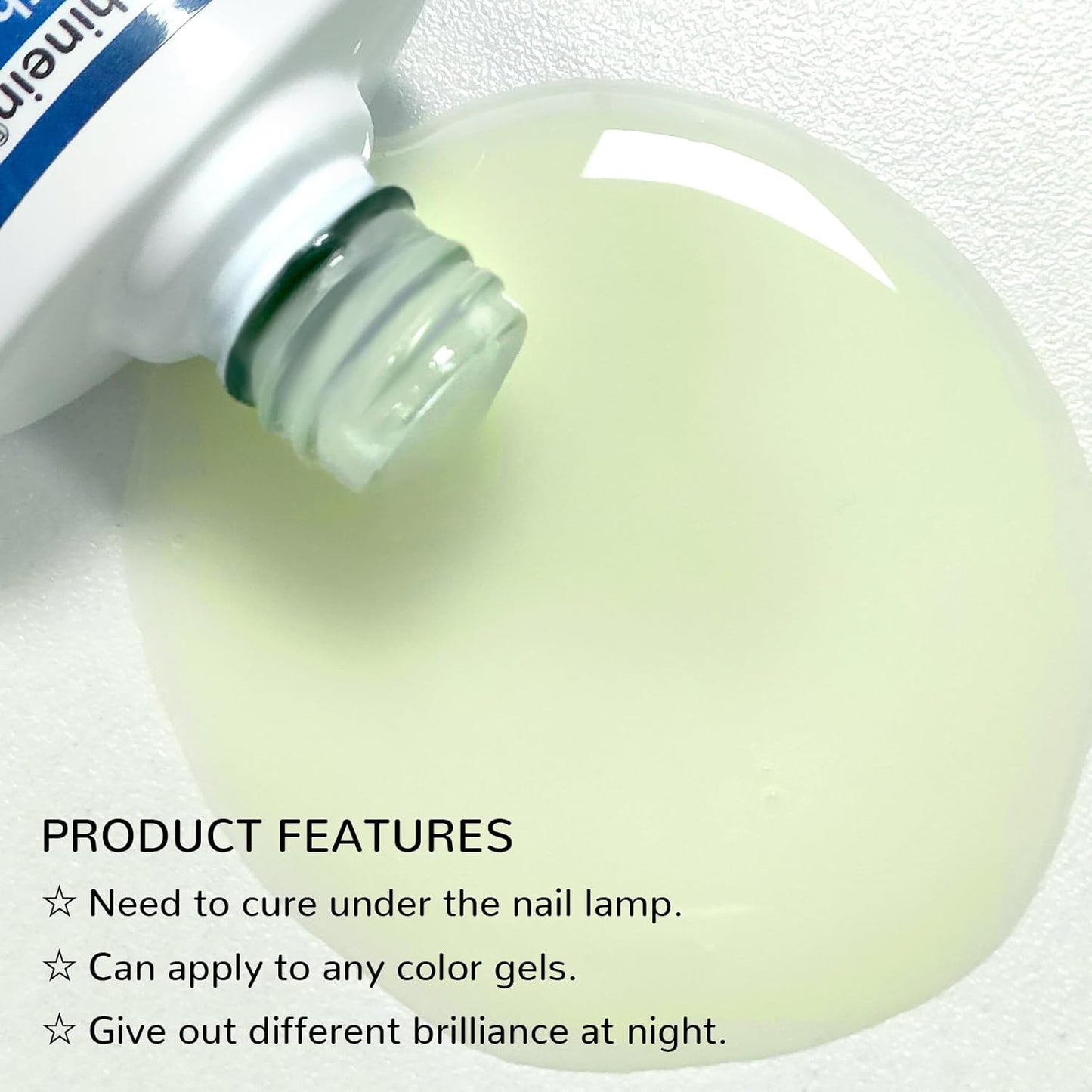 Glow In The Dark Gel Polish - Luminous Blue Nail Gel Top Coat, No Wipe Long-lasting, Transparent Glow, UV LED Needed, Perfect for Any Colors, Halloween