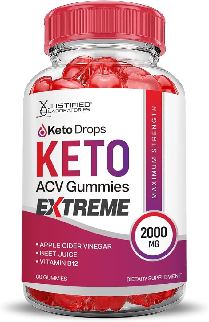 (2 Pack) Keto Drops Keto ACV Gummies Extreme 2000MG Keto Drops Keto Gummies Advanced Formula Apple Cider Vinegar with Pomegranate Beet Juice Powder B12 Vegan Non GMO 120 Gummys