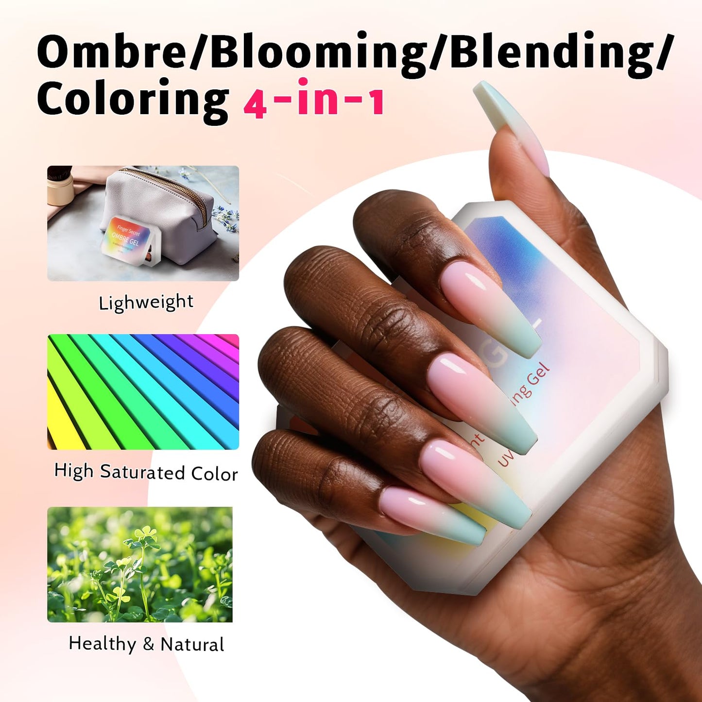 Sponge Pat Paint Nail Gel, Ombre Nails Gradient Gel Nail Blush Blooming Aura Nails Drawing Stripper Floral Painting DIY Nail Art, No Wipe, UV/LED Curing (12 Colors F)