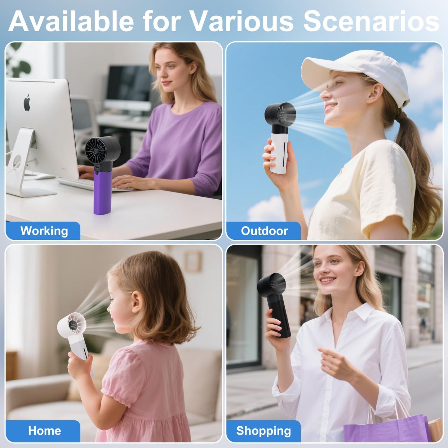 Portable mini spray fan, rechargeable hand-held humidification and water fan, 5-speed 30ML water tank, suitable for travel, beach use handheld spray fans