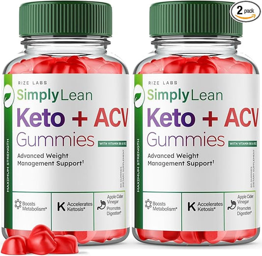 (2 Pack) Simply Lean Keto + ACV Gummies, SimplyLean Keto Gummies for Advanced Weight Loss, SimplyLean Supplement, SimplyLean Maximum Strength Gomitas, SimplyLean Advanced Formula Review (120 Gummies)