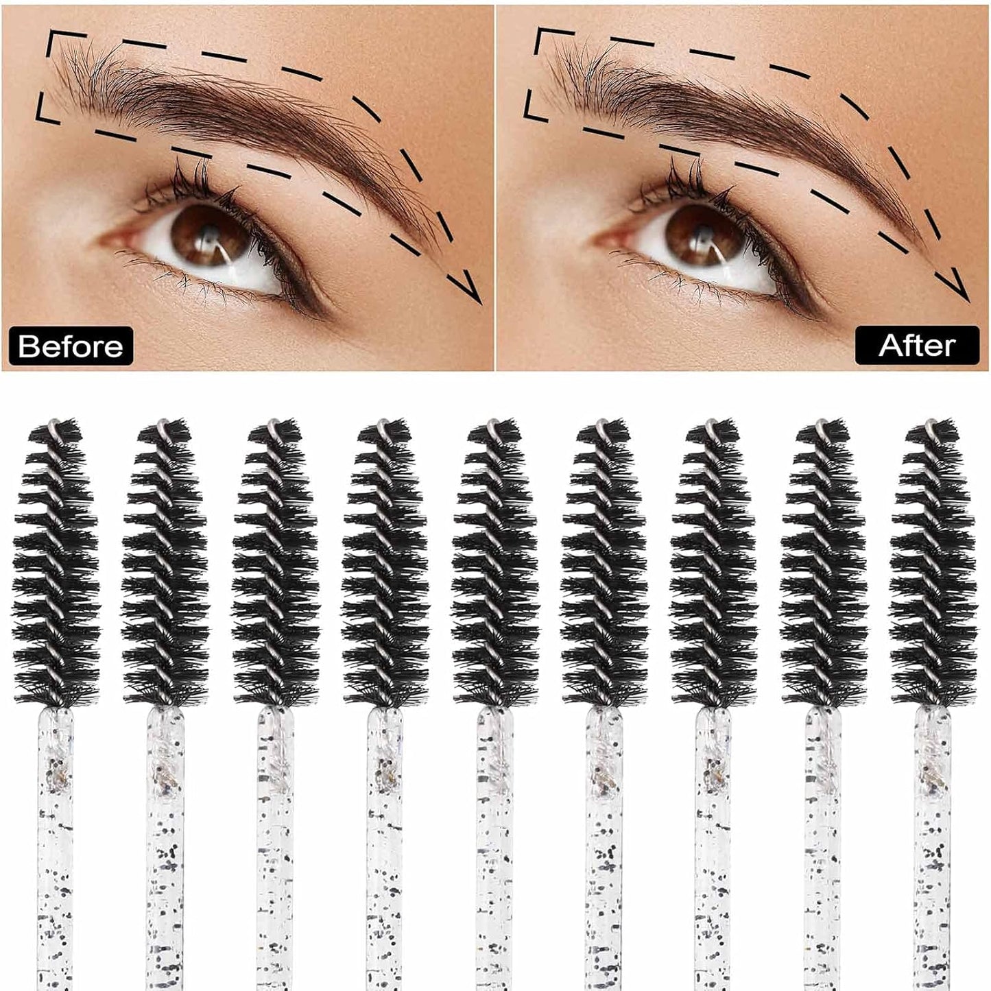Tbestmax 2000 Disposable Mascara Wands Eyelash Brush Spoolies for Eyebrow Eye Lash Extension Black