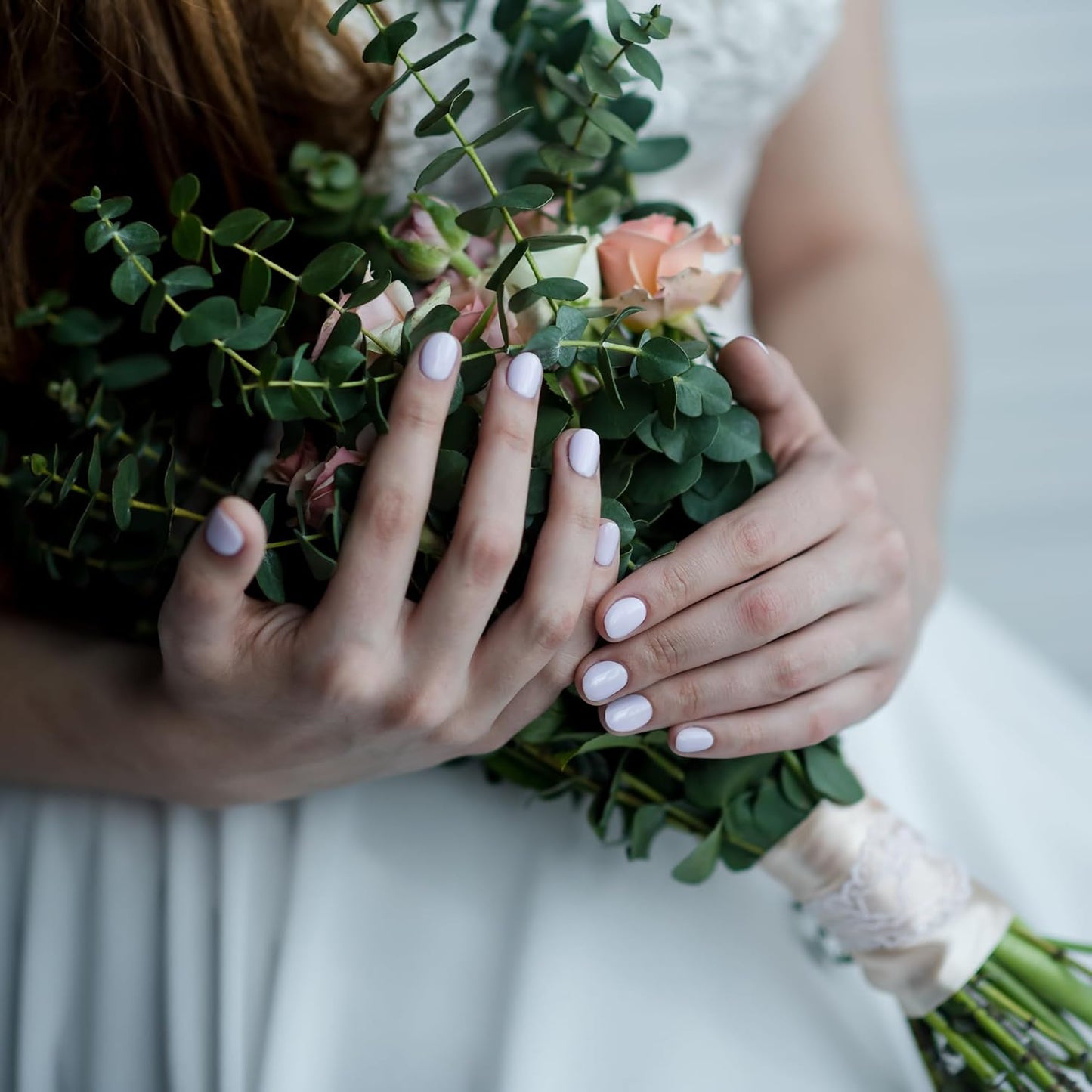 Semi Cured Gel Nail Strips-Salon Look Easy Peel Press On Nails Work Ready Manicure,Long Lasting Glossy Finish for Party/Date Night Crowd Works with Any UV/LED Lamps(Lavender)