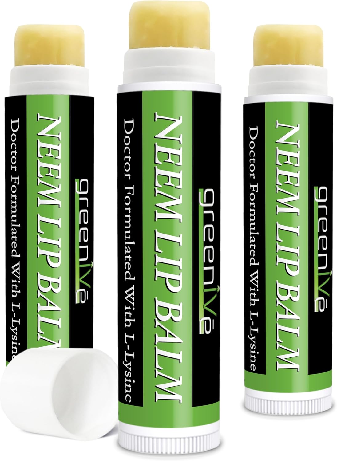 GreenIVe Neem Lip Balm, Vegan Lip Moisturizer with L-Lysine, Soothe and Soften (3)