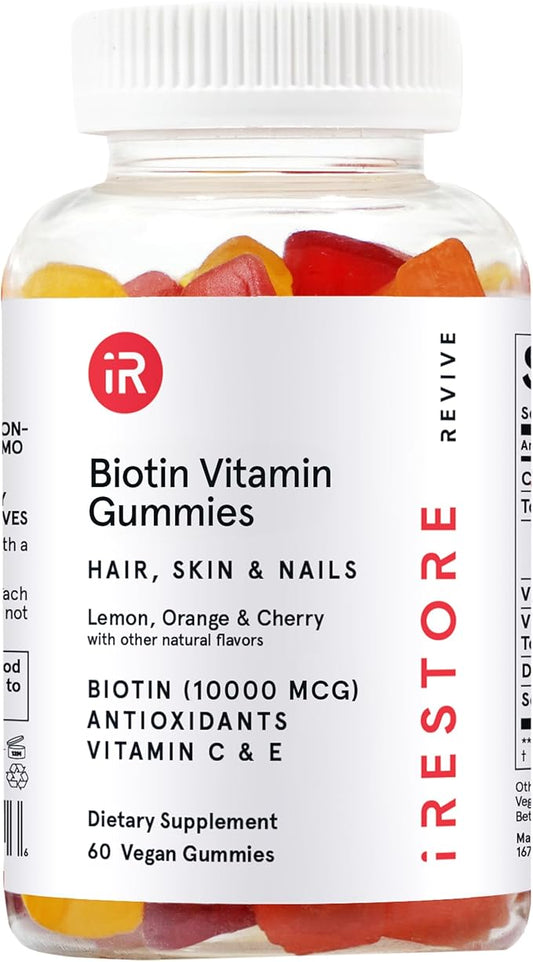 iRestore Hair Gummy Vitamins, Vegan Biotin Gummies for Hair Skin and Nails Gummies, Hair Gummies, Biotin Gummies for Hair Growth Biotin Vitamins Hair Vitamins Gummies for Women & Men, Biotin 10000mcg