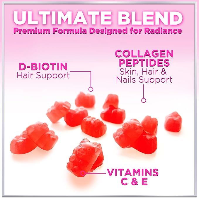 Collagen Peptides for Women - Collagen Gummy with Biotin for Hair, Skin, Nail, Bone & Joint Support, Extra Strength Hydrolyzed Collagen Peptides Supplement for Women & Men, Non-GMO - 120 Gummies