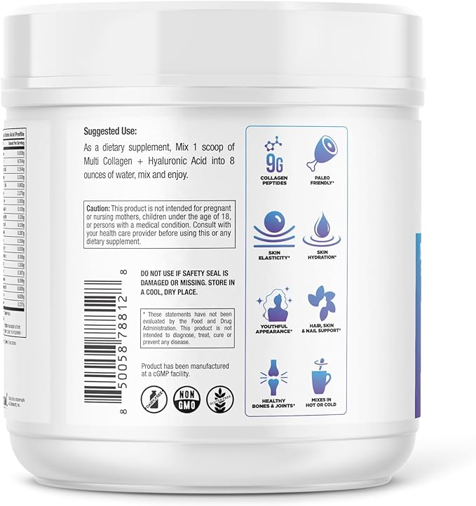 DR. EMIL NUTRITION Multi Collagen Peptides Plus - Peppermint Tea Flavor | 9g Collagen + Hyaluronic Acid | Skin, Hair, Nails & Joint Support | Paleo & Keto-Friendly, Non-GMO, 390g