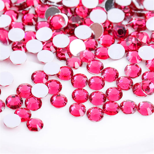 3000 Pieces SS6 2mm Flatback Rhinestones Clear Glass Round Gems Crystals for Nail Art DIY Crafts Clothes Shoes Bags （Rose Red）