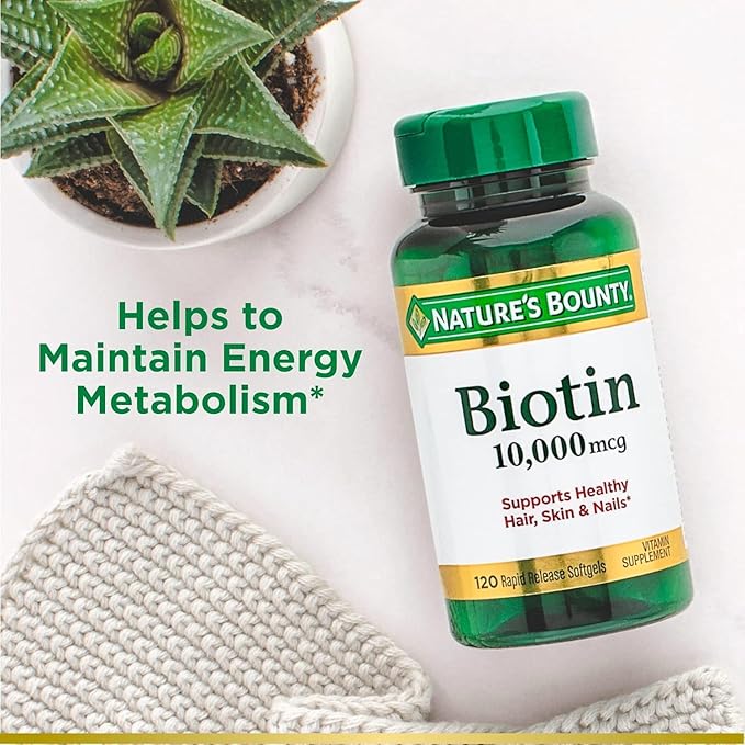 Nature's Bounty Biotin 10000 mcg Ultra Strength, Rapid Release Liquid Softgels 120 ea (Pack of 2)