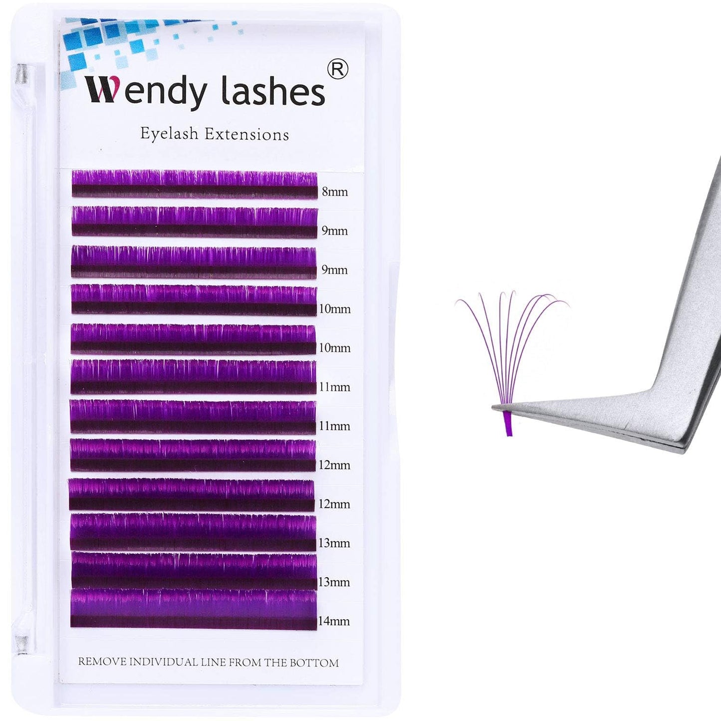 Easy Fan Volume for Lash Artists: Wendy, Handmade Fans for Eyelash Extensions, Self Fanning, Blooming, B-KH, Purple, D-0.07-8-14