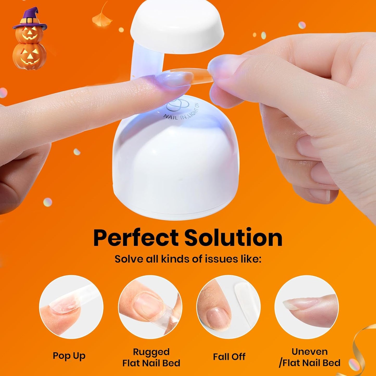 Beetles Gel Polish 9 in 1 Nail Glue with New Formula, 0.5 Fl Oz Super Strong Brush in Nail Gel Glue for False Nails Tips, Rhinestone, Base Gel, Blooming Nail Gel