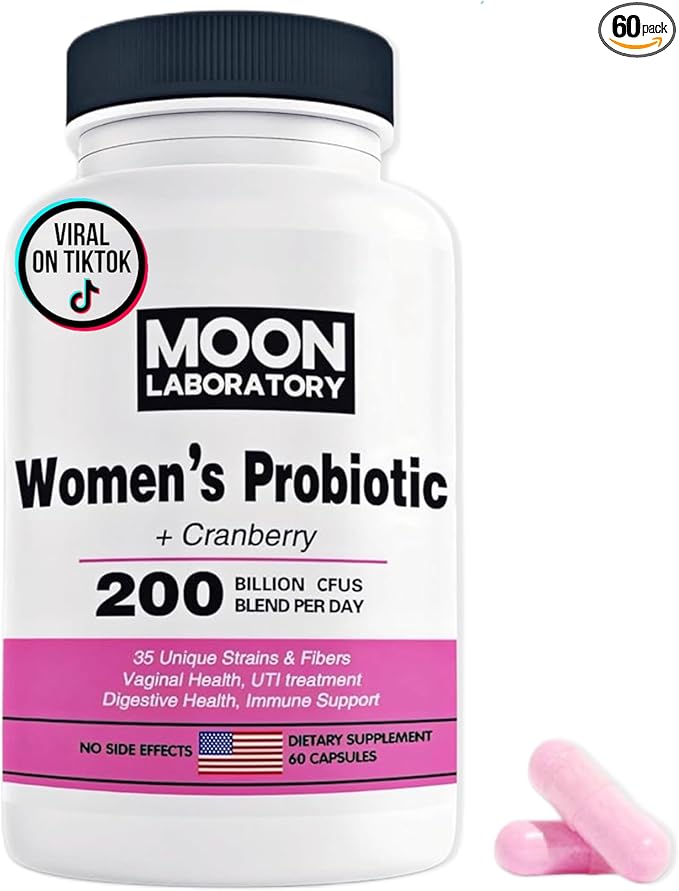 Premium Women's Probiotic, Prebiotic + Cranberry, 200 Billion CFUs, 35 Unique Strains & Fibers. PH Balance, Digestive, UTI & Overall Feminin Health. 60 Capsules.