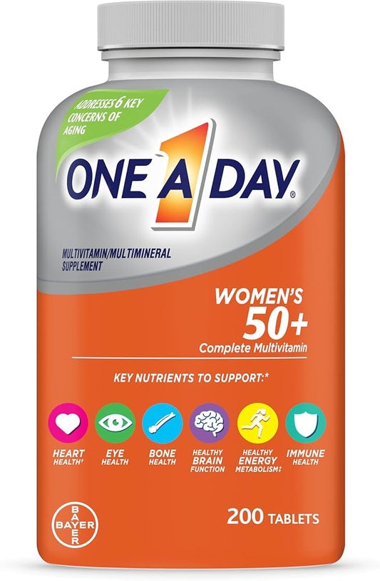 One A Day Women’s 50+ Multivitamins Tablet, Multivitamin for Women with Vitamin A, C, D, E and Zinc for Immune Health Support*, Calcium & more, 200 Count