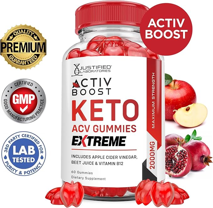 (2 Pack) Activboost Keto ACV Gummies Extreme 2000MG Active Boost Keto Gummies Apple Cider Vinegar Activ Boost Formulated with Pomegranate Beet Juice Powder B12 Vegan Non GMO 120 Gummys