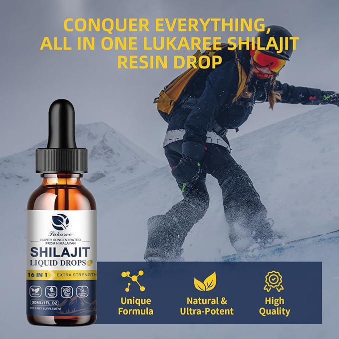 (2 Pack) 16 in 1 Shilajit Resin Liquid Drop, Shilajit W/Ginseng, Turmeric, Rhodiola, Wolfberry, Amla & Vitamins, Shilajit Supplement for Men & Women with 85+ Trace Minerals & Fulvic Acid, 1 Fl Oz